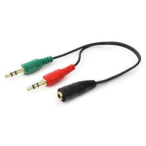 Кабель мультимедийный Cablexpert Jack 3.5mm female 4-pin to 2x Jack 3.5mm male 0.2m (CCA-418) - Фото 1