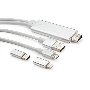 Кабель мультимедійний Vinga HDMI to Lighting+MicroUSB+Type-C 2m (MobileTV-01) mp.test-s.org.ua - Фото 1