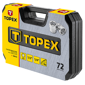 Набір інструментів Topex торцевых головок 1/2 "Crv. 72шт (38D643) mp.test-s.org.ua - Фото 1