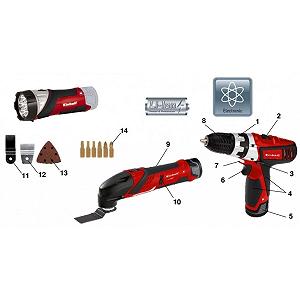 Шурупокрут Einhell TE-TK 12 Li аккумуляторный + фрезер + фонарь (4257191) mp.test-s.org.ua - Фото 1