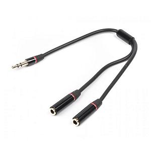 Кабель мультимедійний Viewcon Jack 3.5mm male to 2XJack 3.5mm female 0.23m (VA 116) - Фото 1
