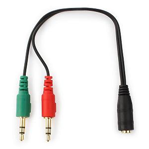 Кабель мультимедийный Cablexpert Jack 3.5mm female 4-pin to 2x Jack 3.5mm male 0.2m (CCA-418) mp.test-s.org.ua - Фото 1