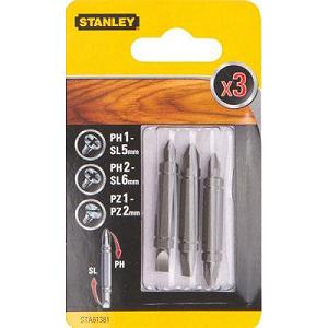 Набір бит Stanley двустор. Ph1-SL5,Ph2-SL6,Pz1-Pz2, 48мм, 3шт (STA61381) mp.test-s.org.ua - Фото 1
