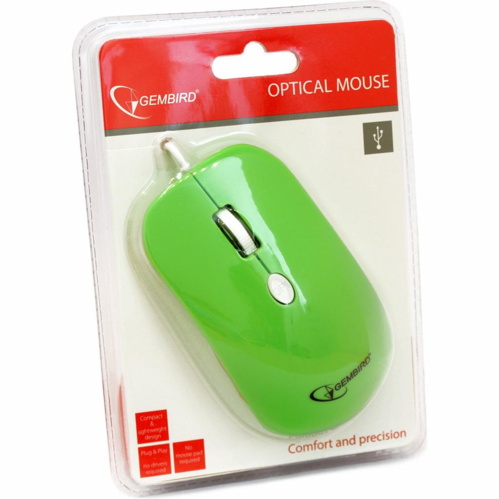 Мишка Gembird MUS-102-G 1600dpi USB green (MUS-102-G), фото №3